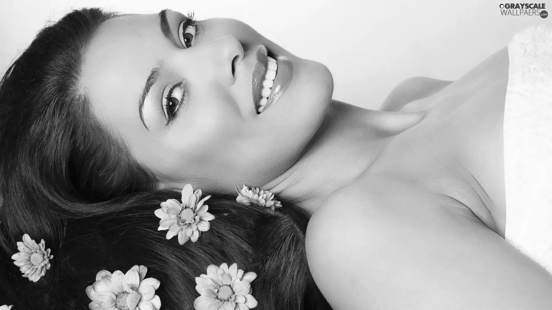 Women, Flowers, Hair, make-up