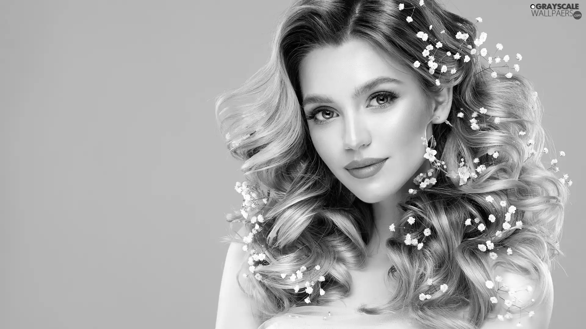 Longs, Hair, White, Flowers, girl