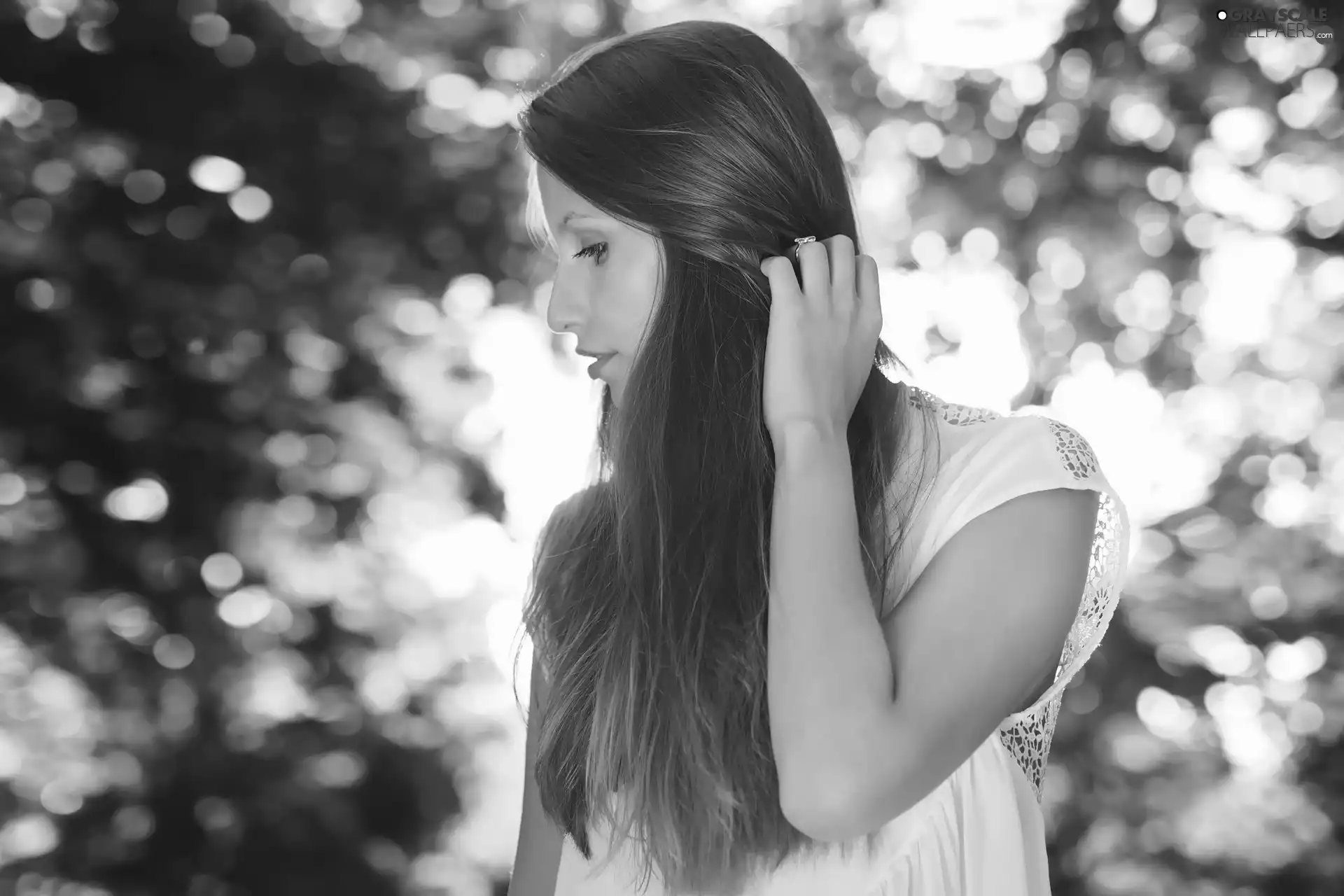 Women, simple, Hair, Longs