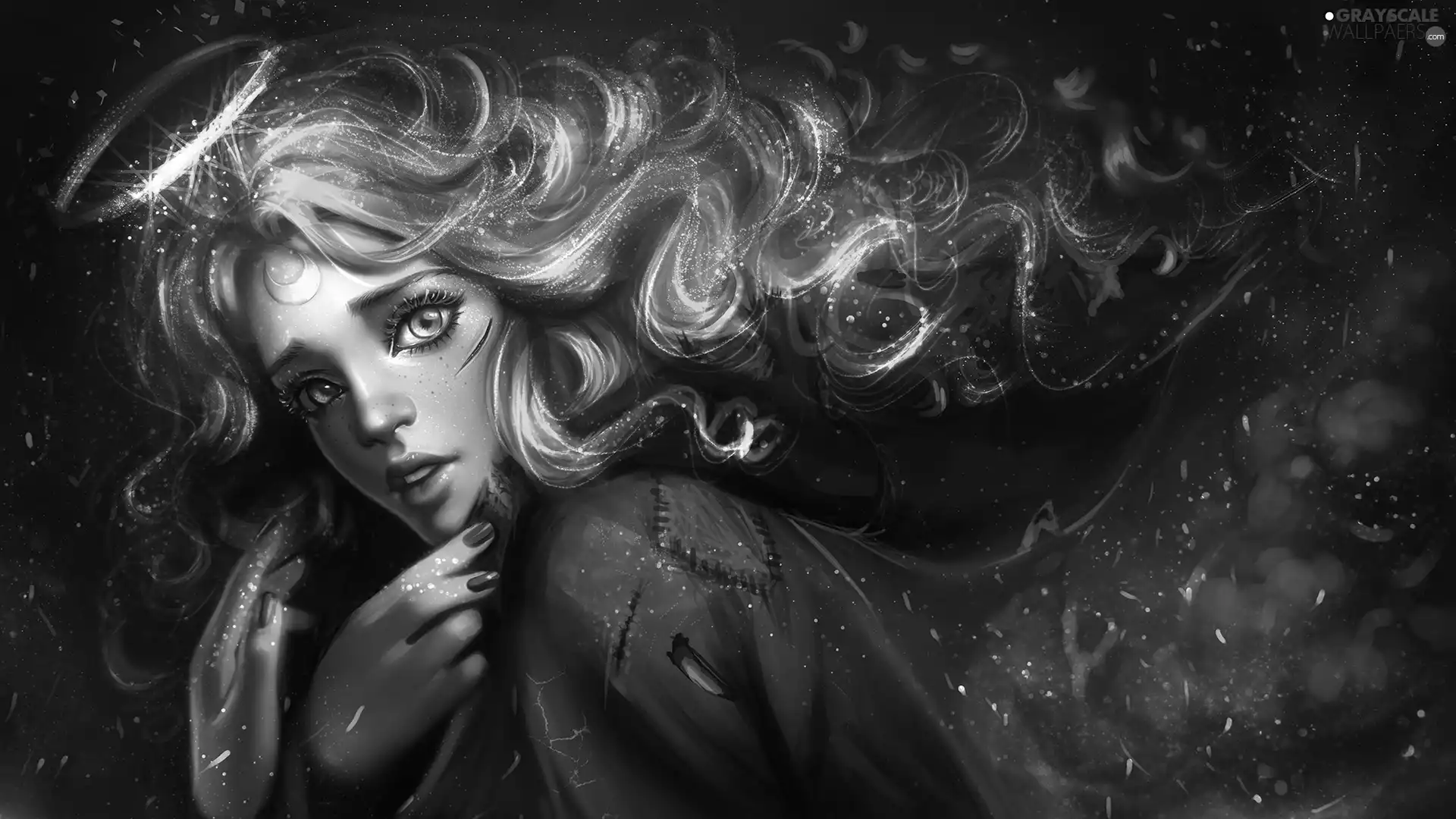 Women, make-up, halo