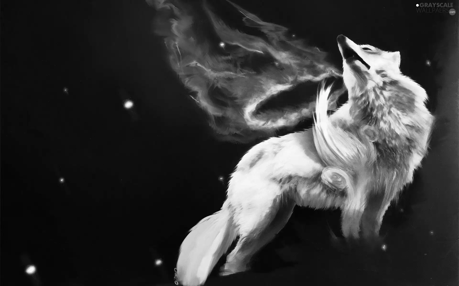 Wounded, Fire, halo, Wolf