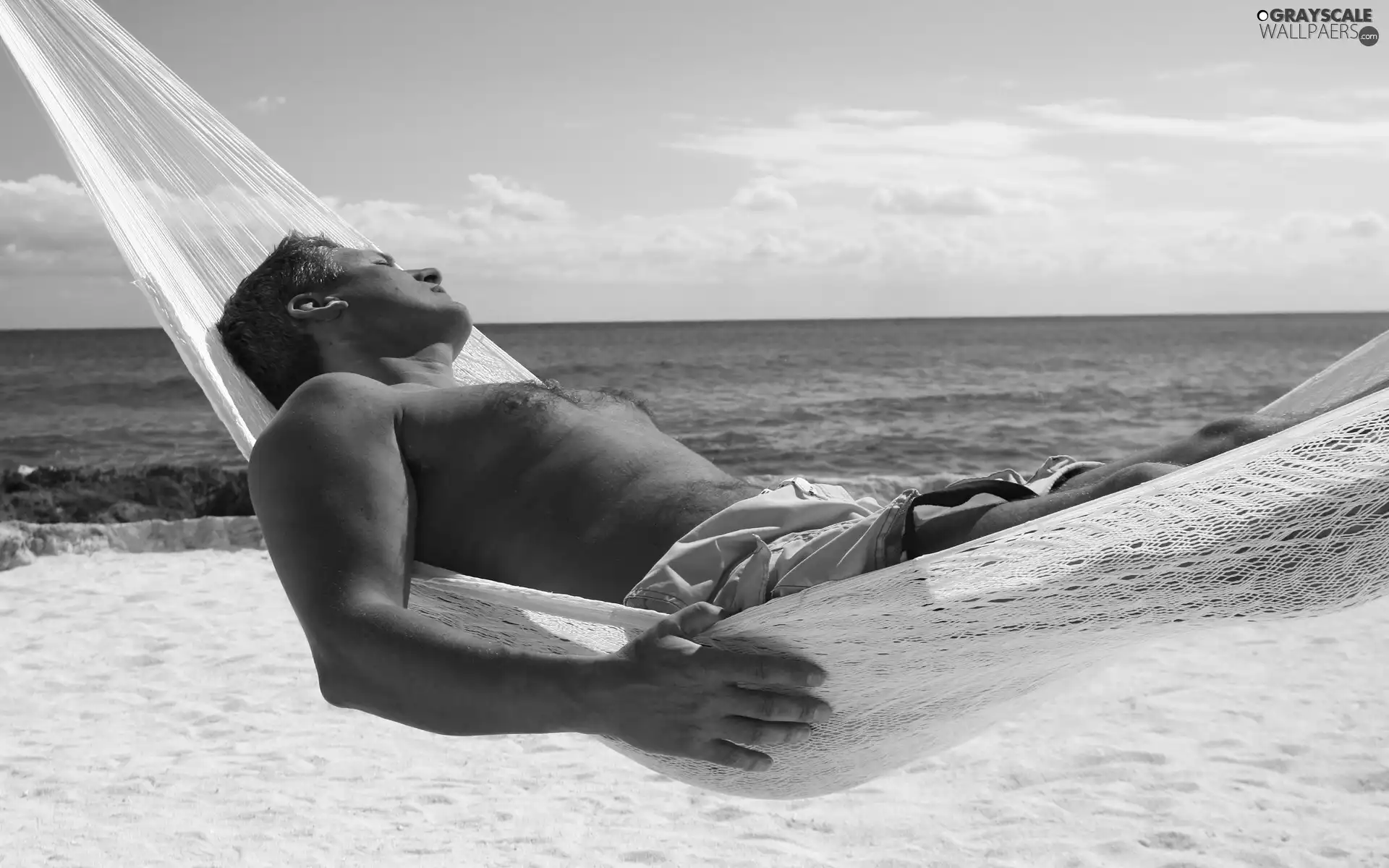 sea, a man, Hammock, Beaches