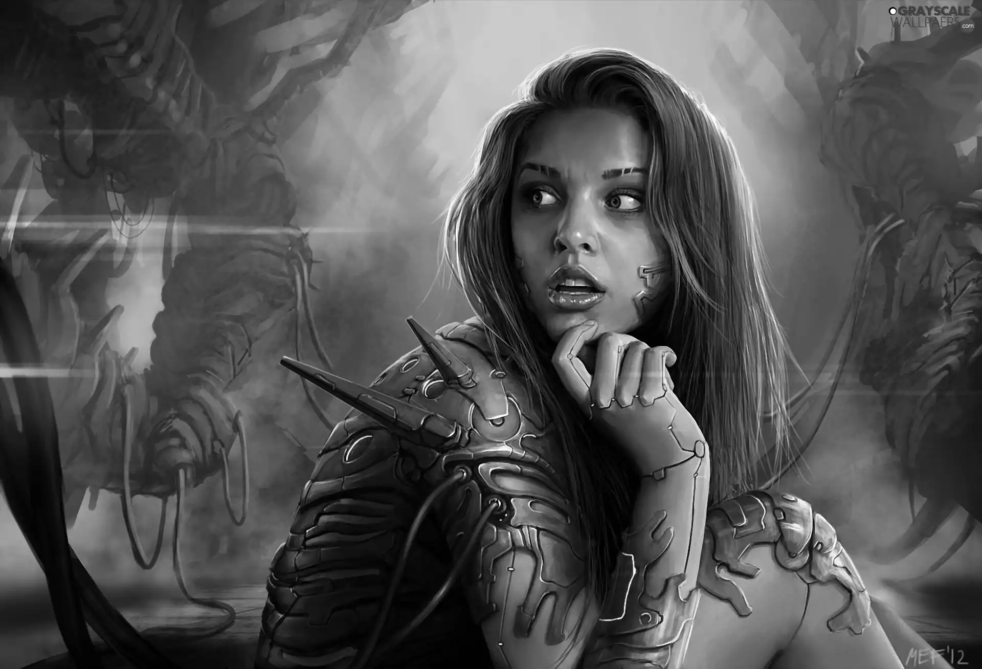 hand, girl, cyborg