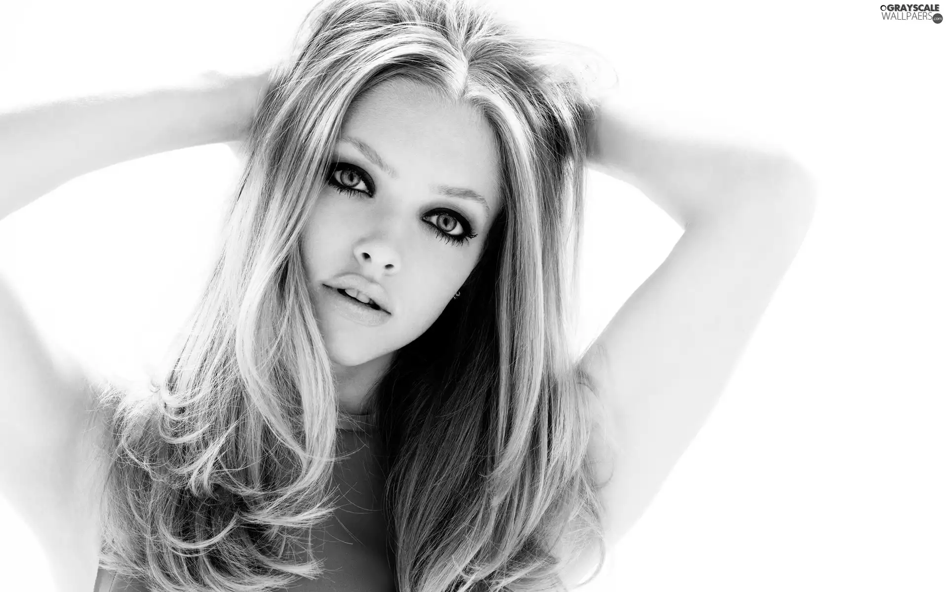 Women, raised, hands, Amanda Seyfried