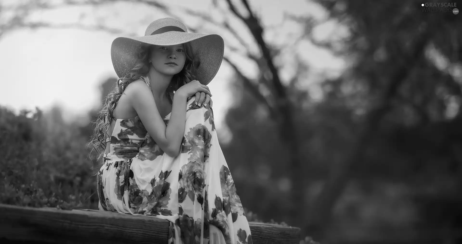 freckles, redhead, Floral, Hat, girl, dress, Platform