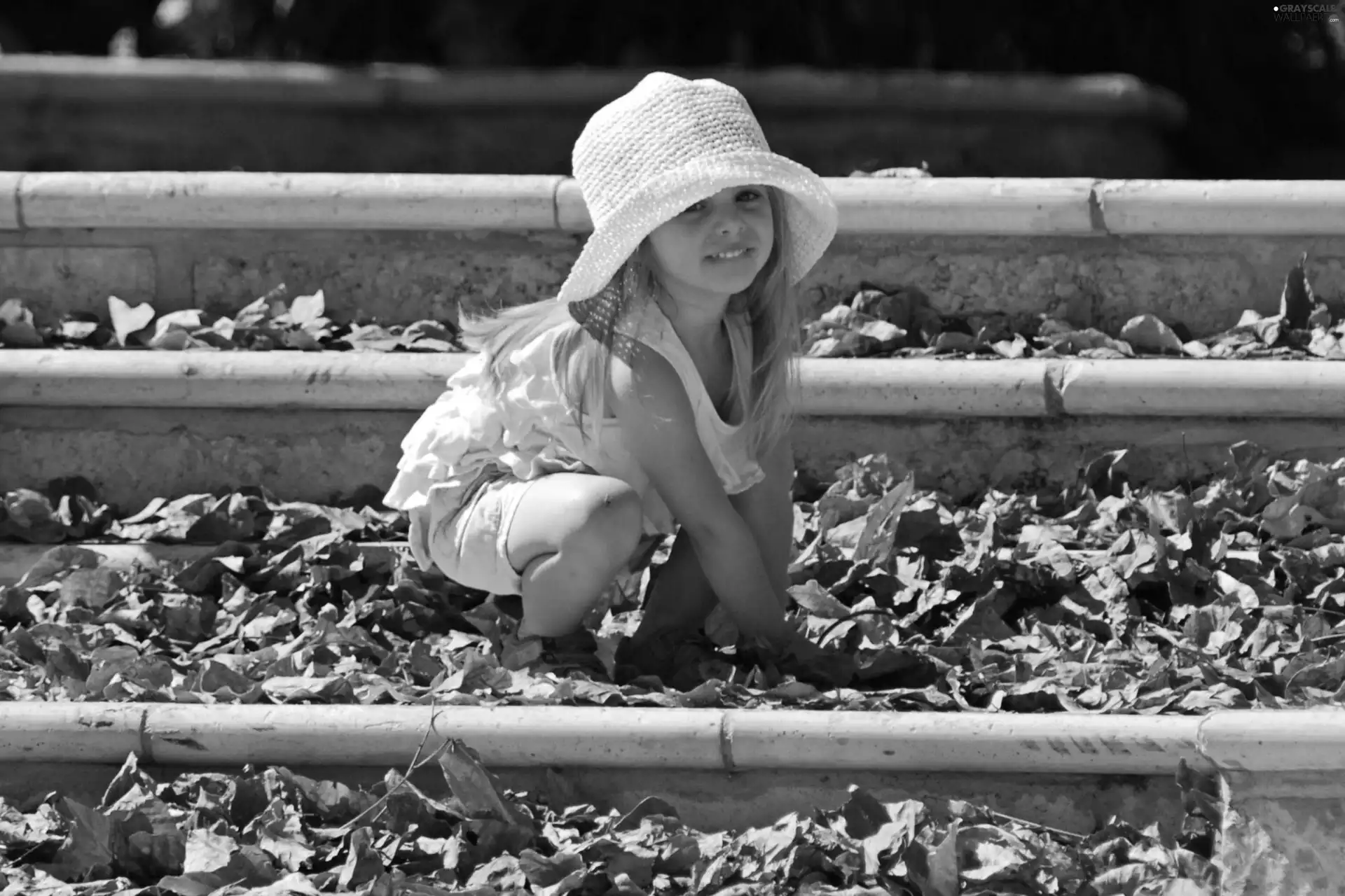 Hat, girl, Leaf