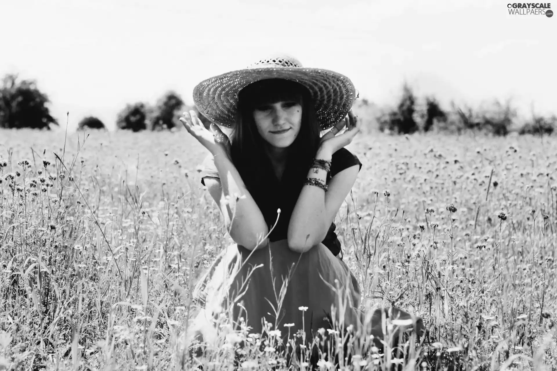 Hat, Women, Meadow