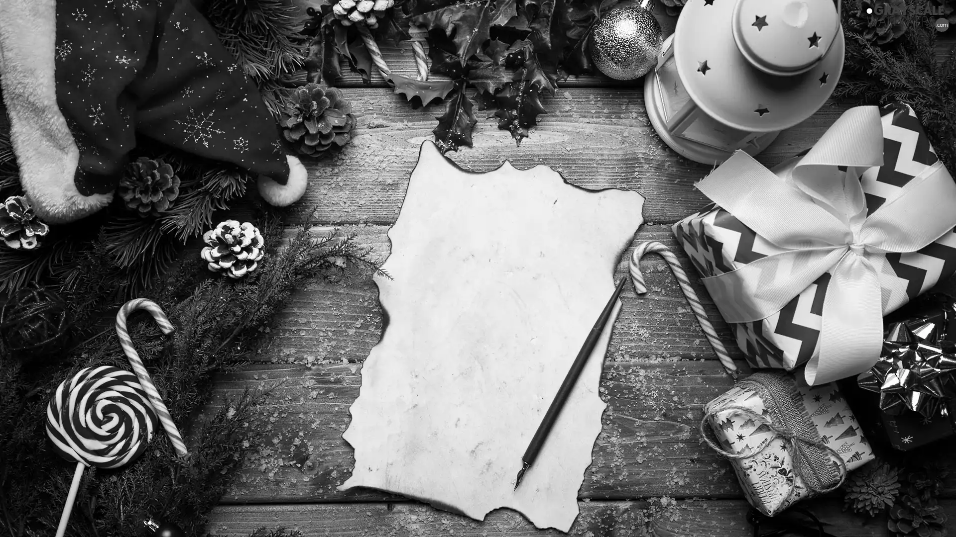 Hat, cones, ornamentation, lantern, card, Twigs, gifts, Christmas, Nicholas, pen