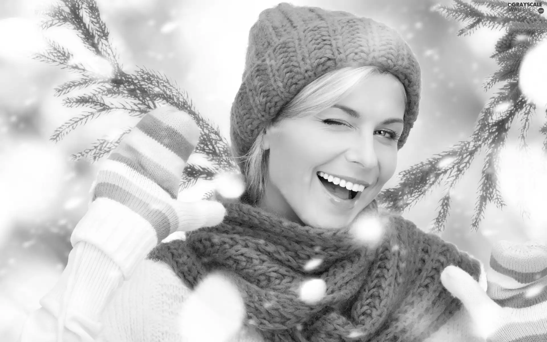 Hat, smiling, snow, winter, branch pics, girl