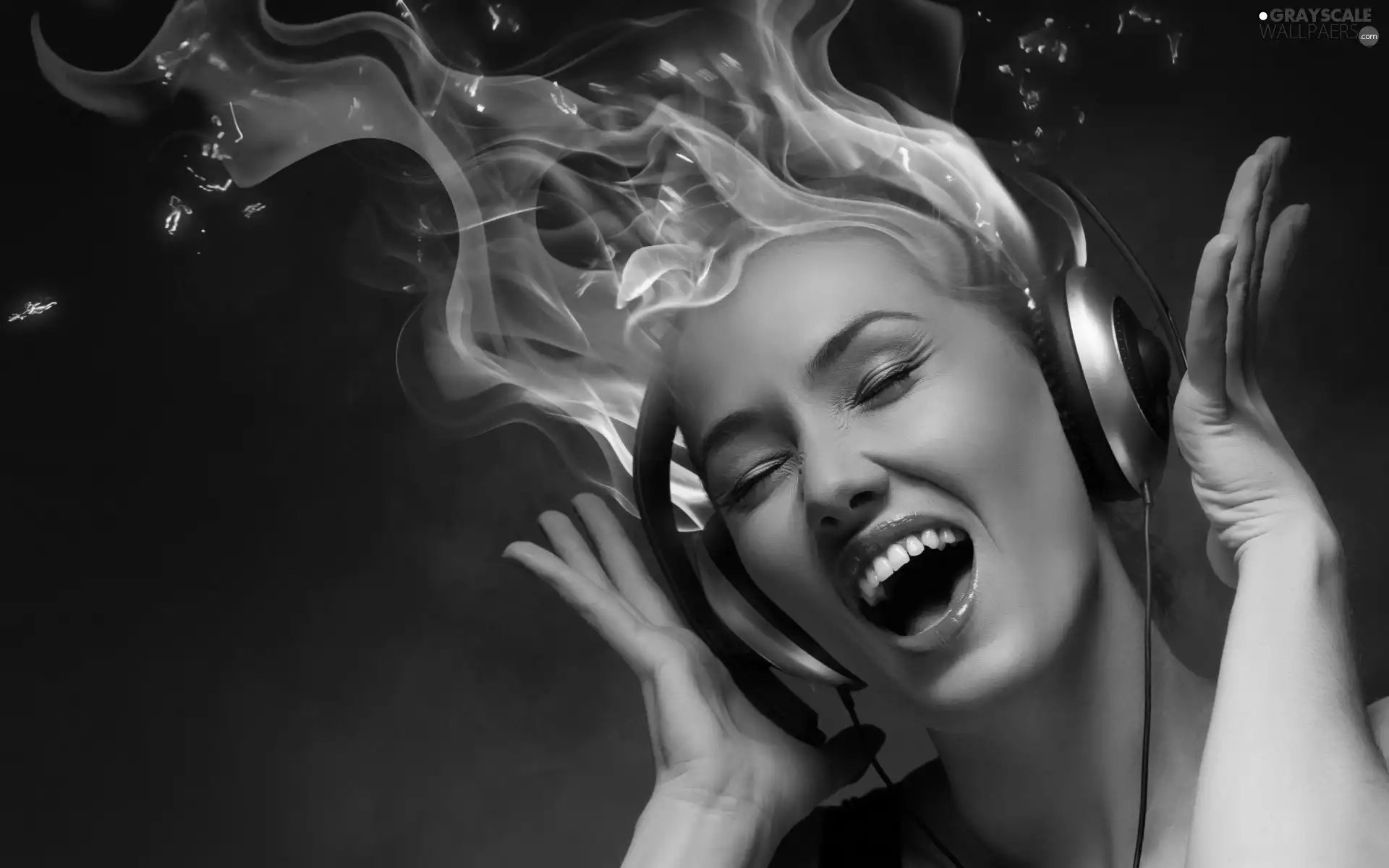 Big Fire, girl, HEADPHONES