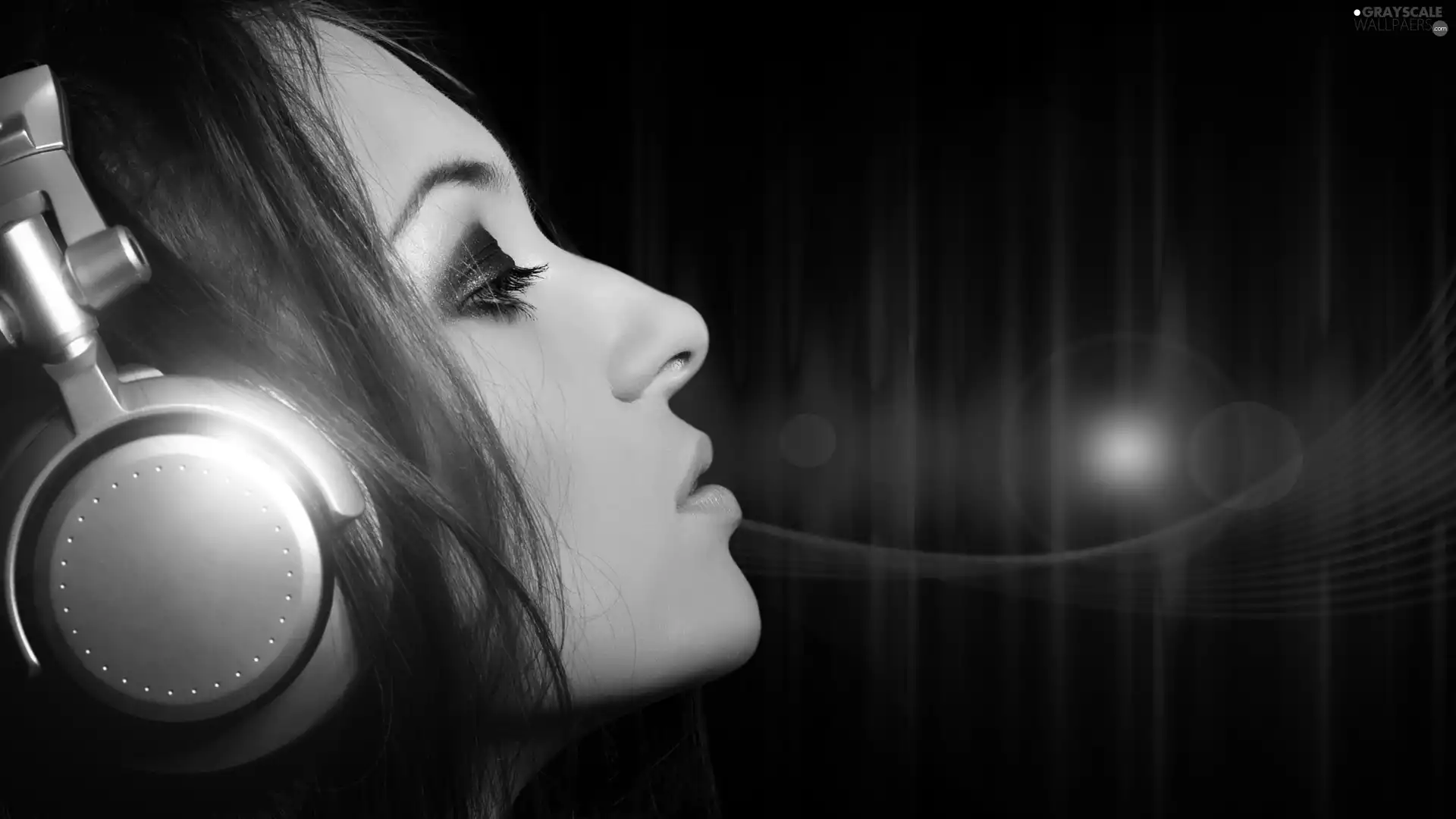 make-up, girl, HEADPHONES