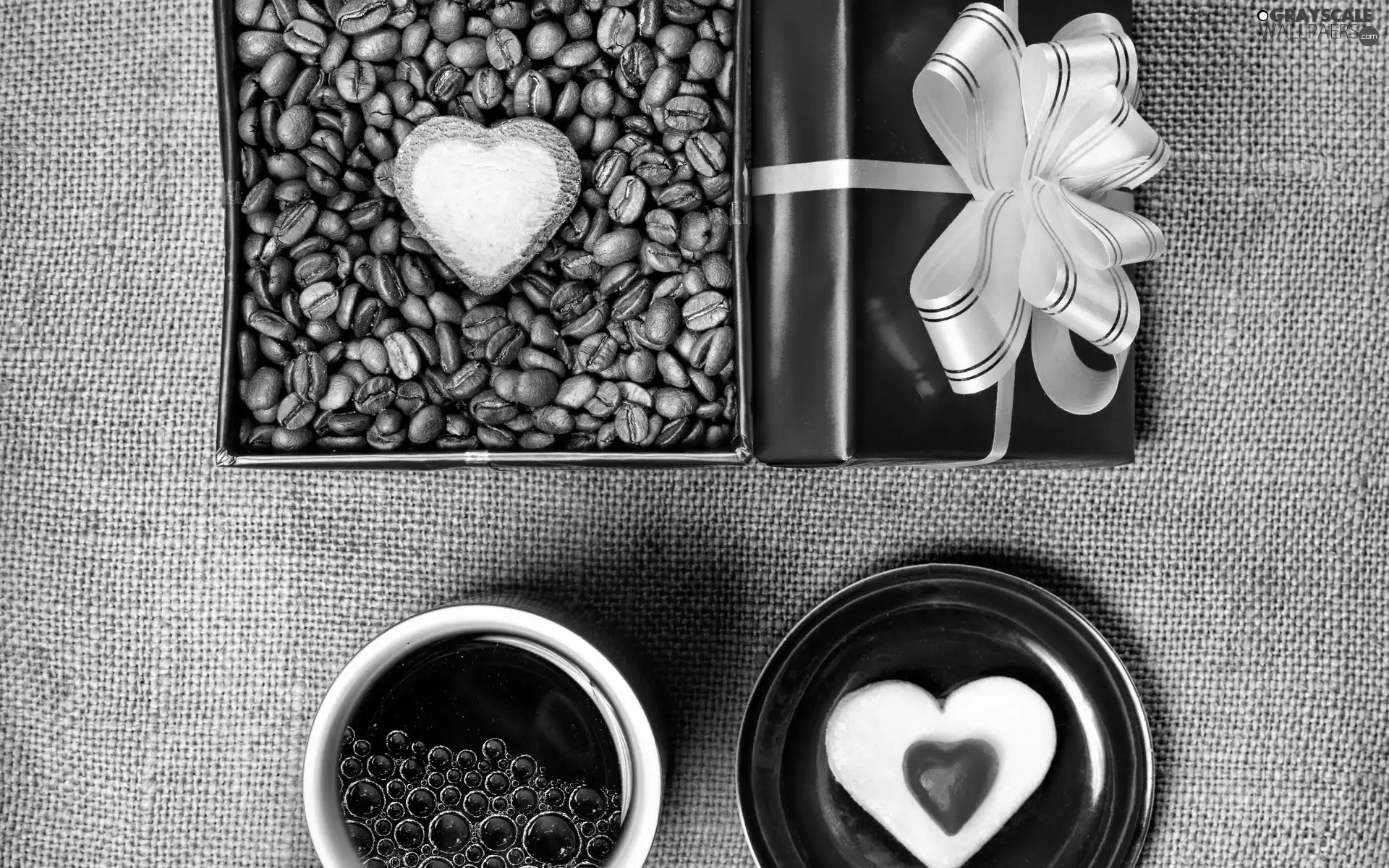 coffee, Box, Heart teddybear, grains