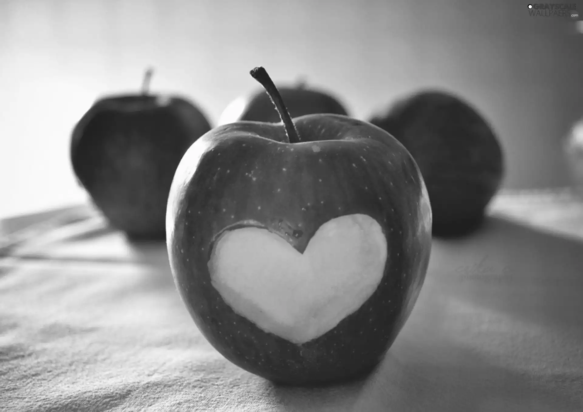 Red, cut, Heart, apples