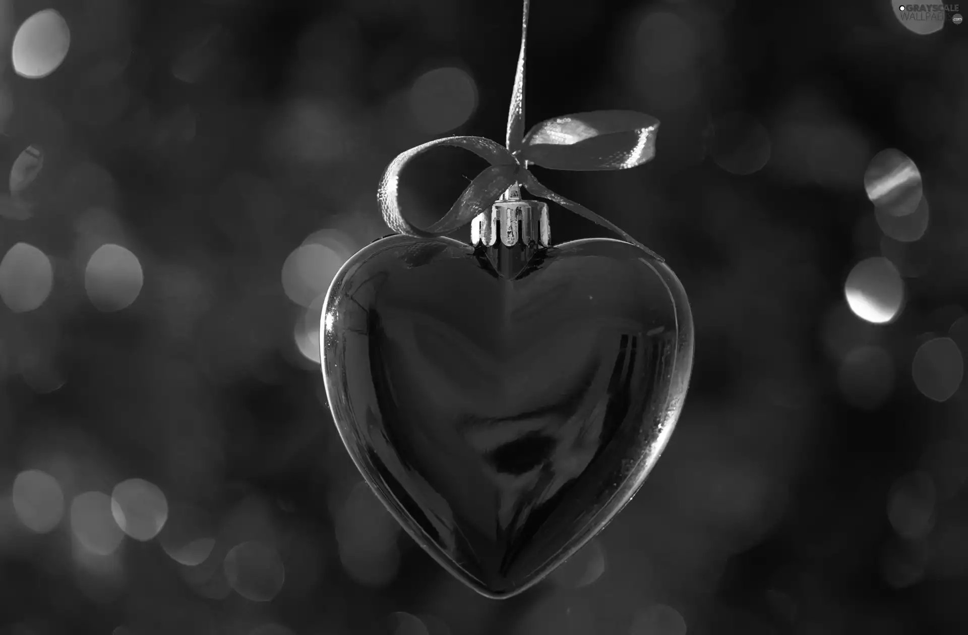 ribbon, blurry background, bauble, Heart, red hot