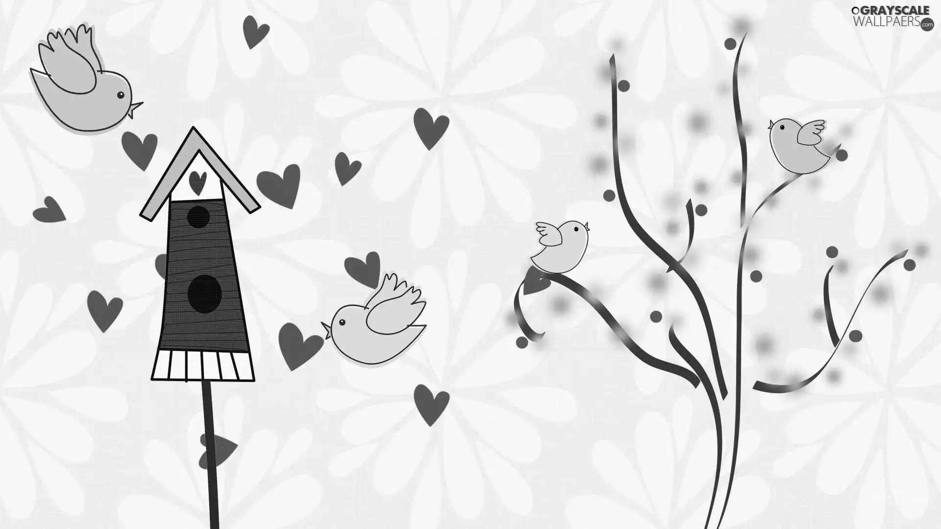 For Children, hearts, 2D, Birds on the log
