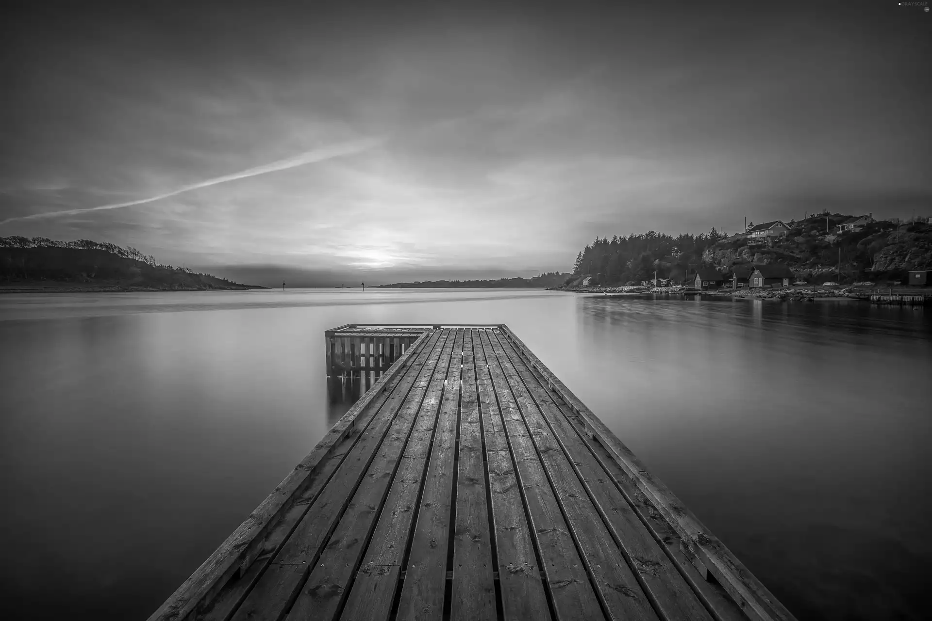 Great Sunsets, Platform, Hellvik Village, sea, Norway