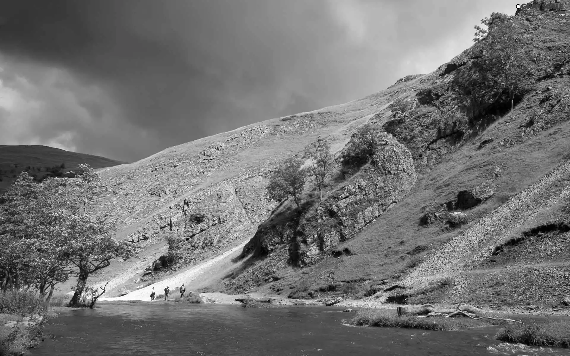 Hill, River, Rocky