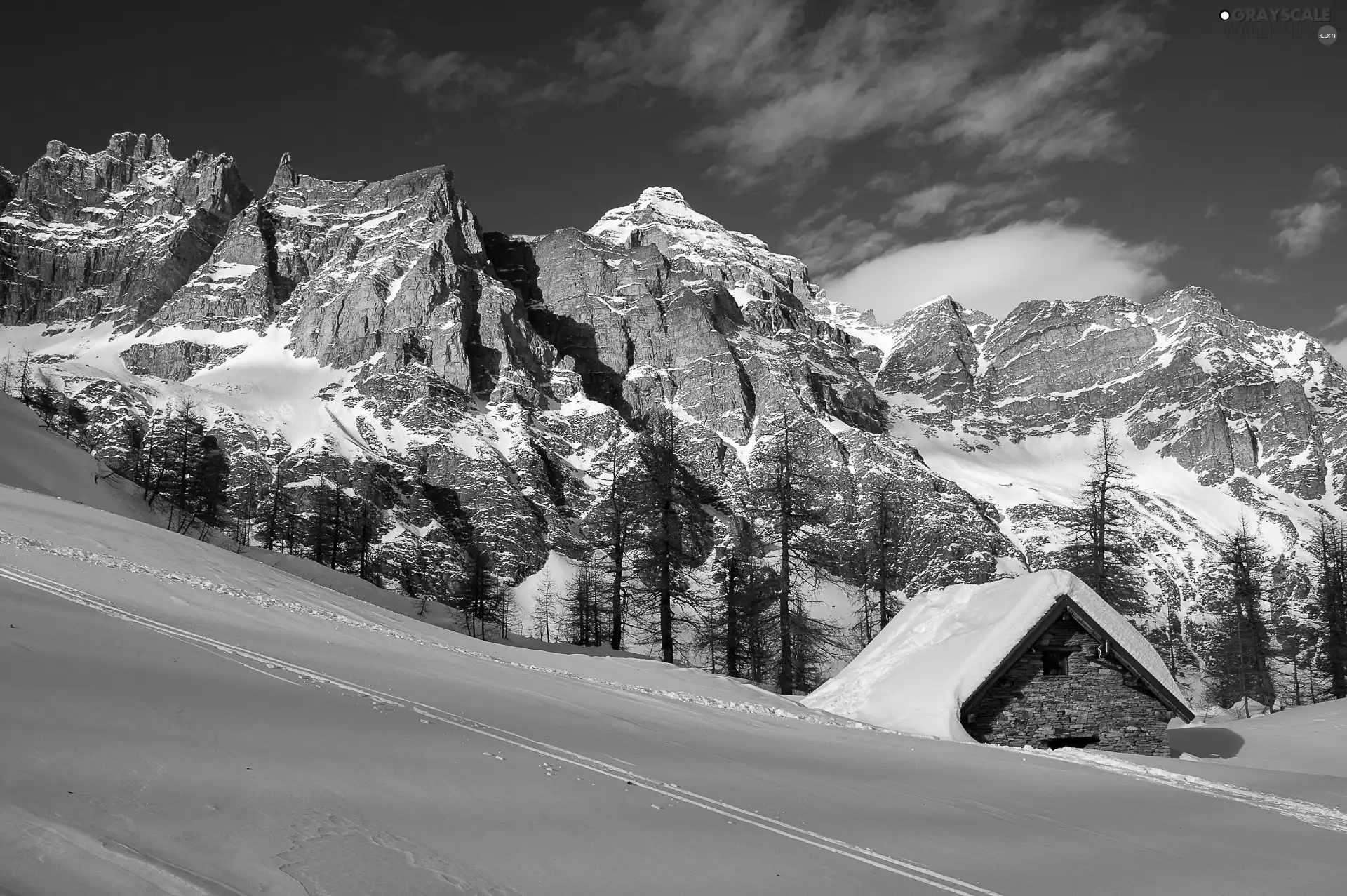 winter, stone, Home, Mountains