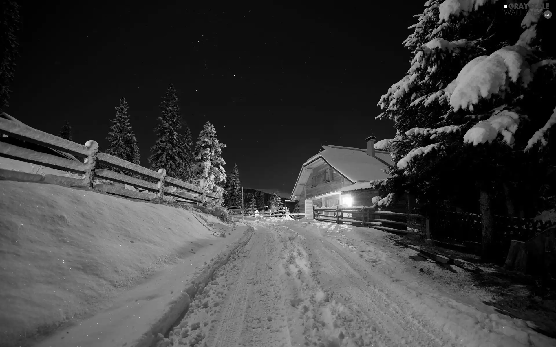 Home, winter, trees, viewes, Way