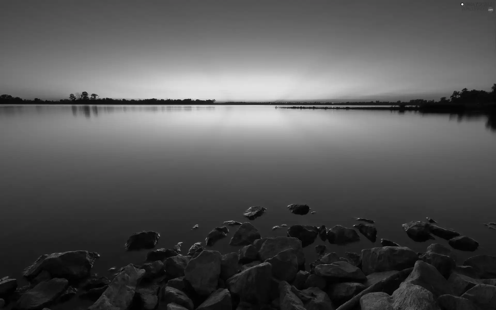 west, lake, horizon, sun