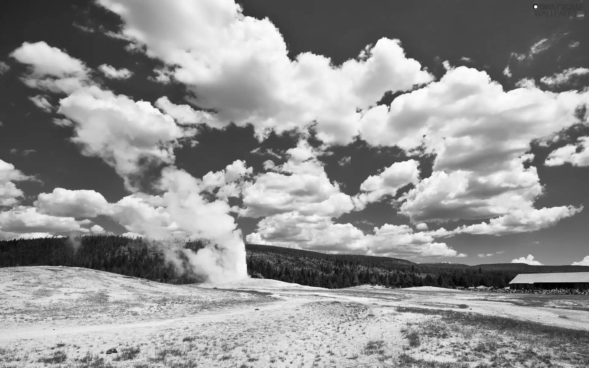 clouds, house