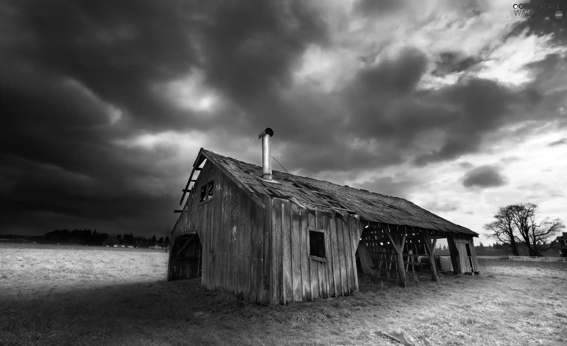 clouds, Old car, house
