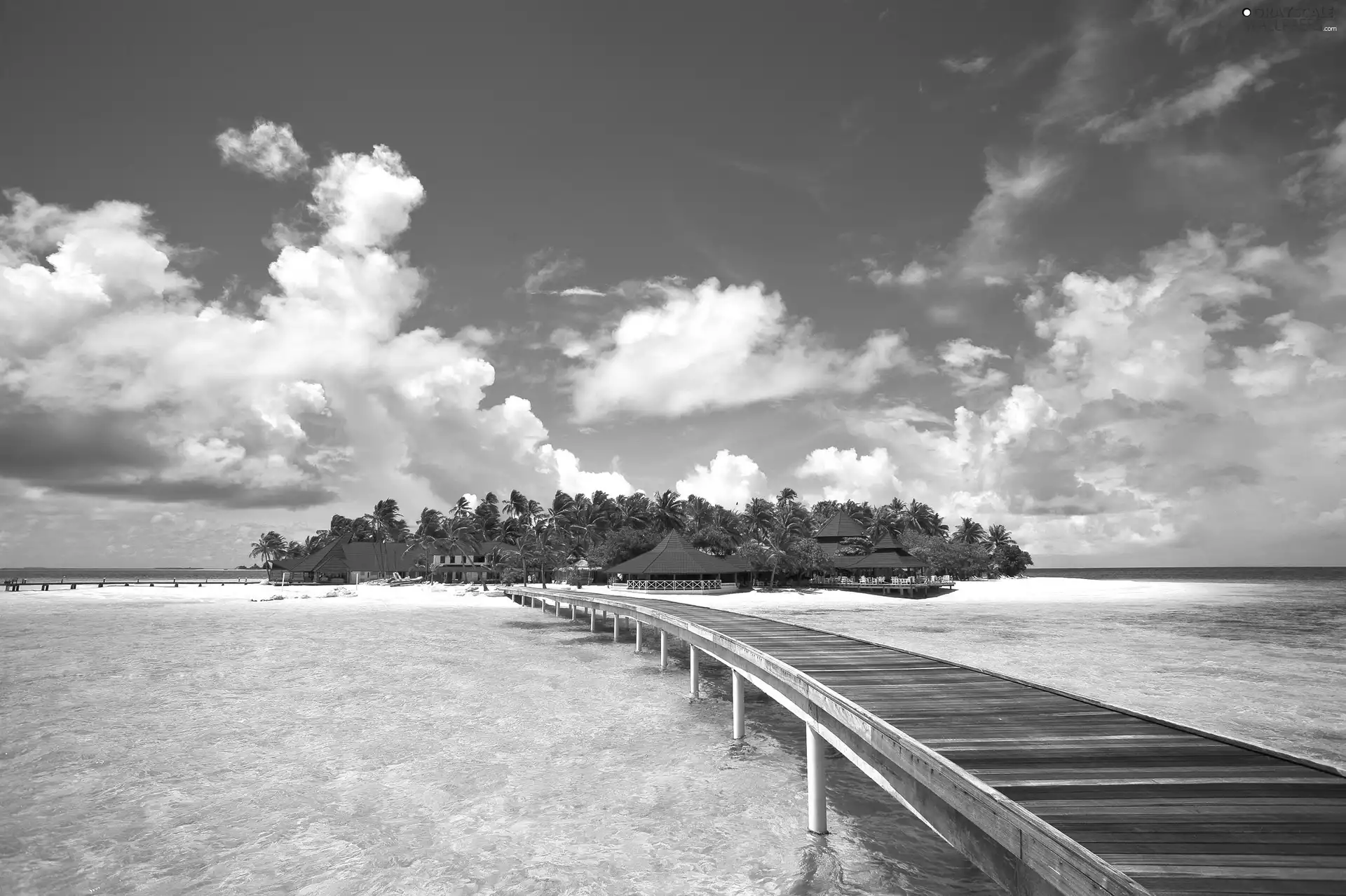 Houses, sea, pier