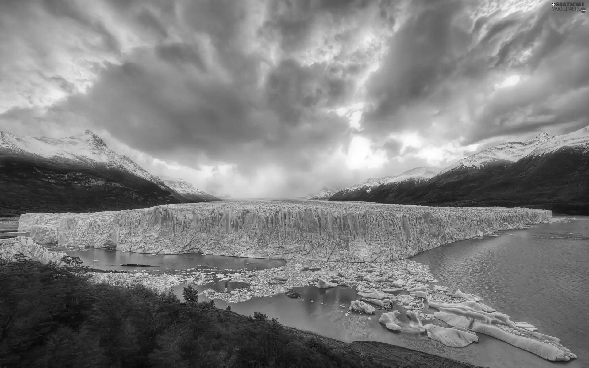 clouds, mountains, Ice, Mountains
