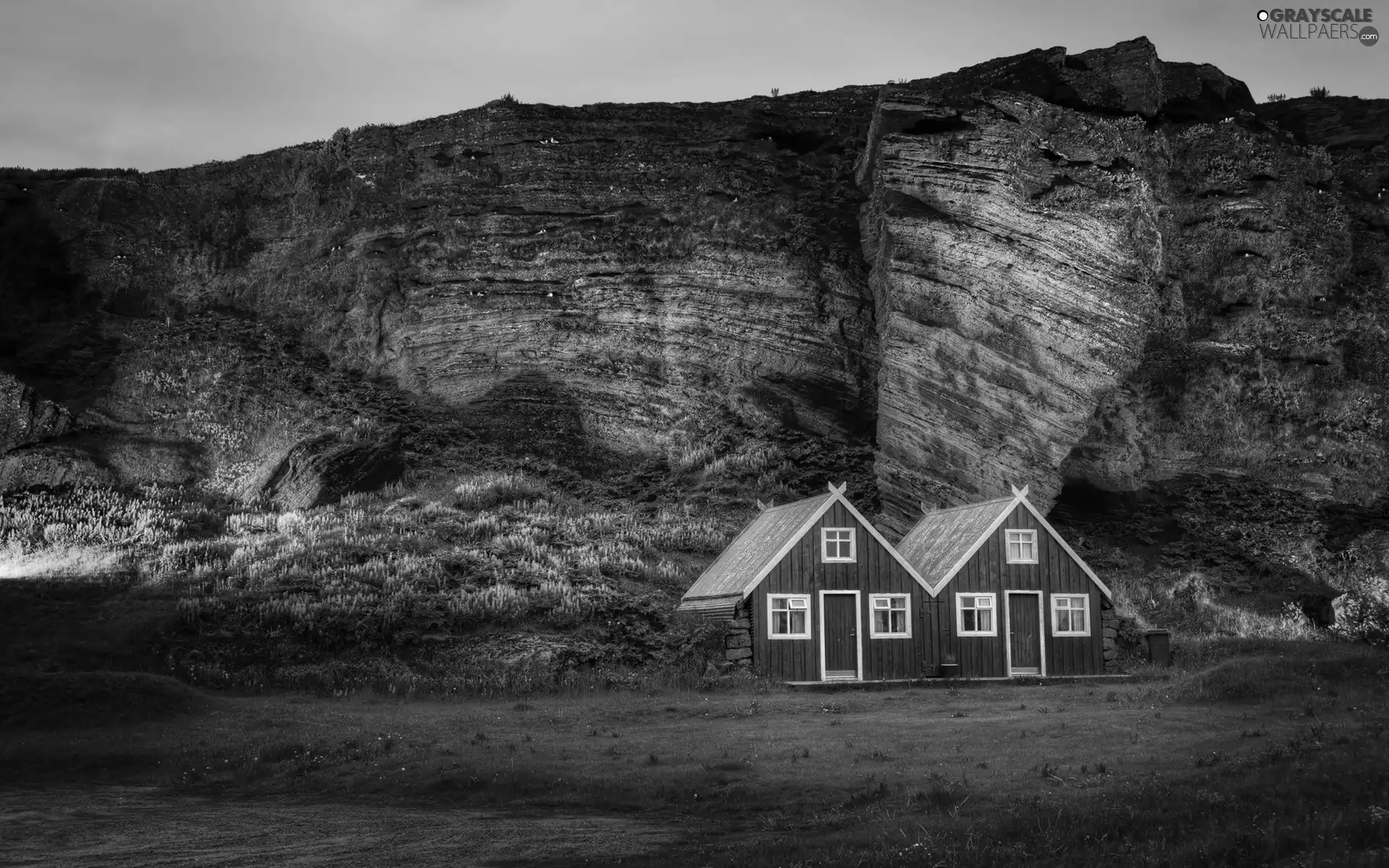 iceland, Mountains, Houses