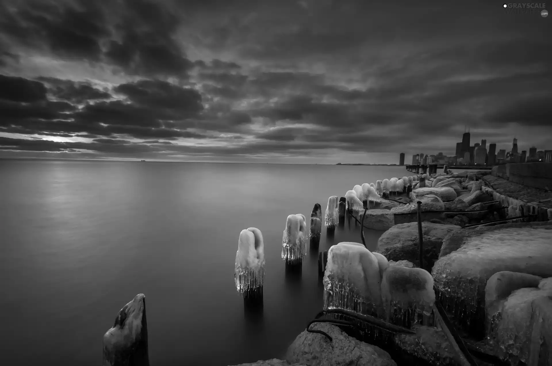 icy, Stones, sun, sea, west