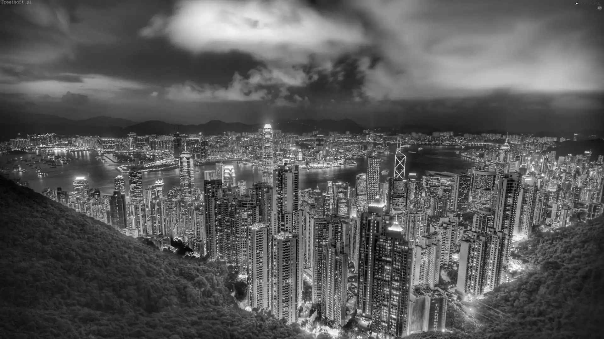 Town, Hong Kong, illuminated