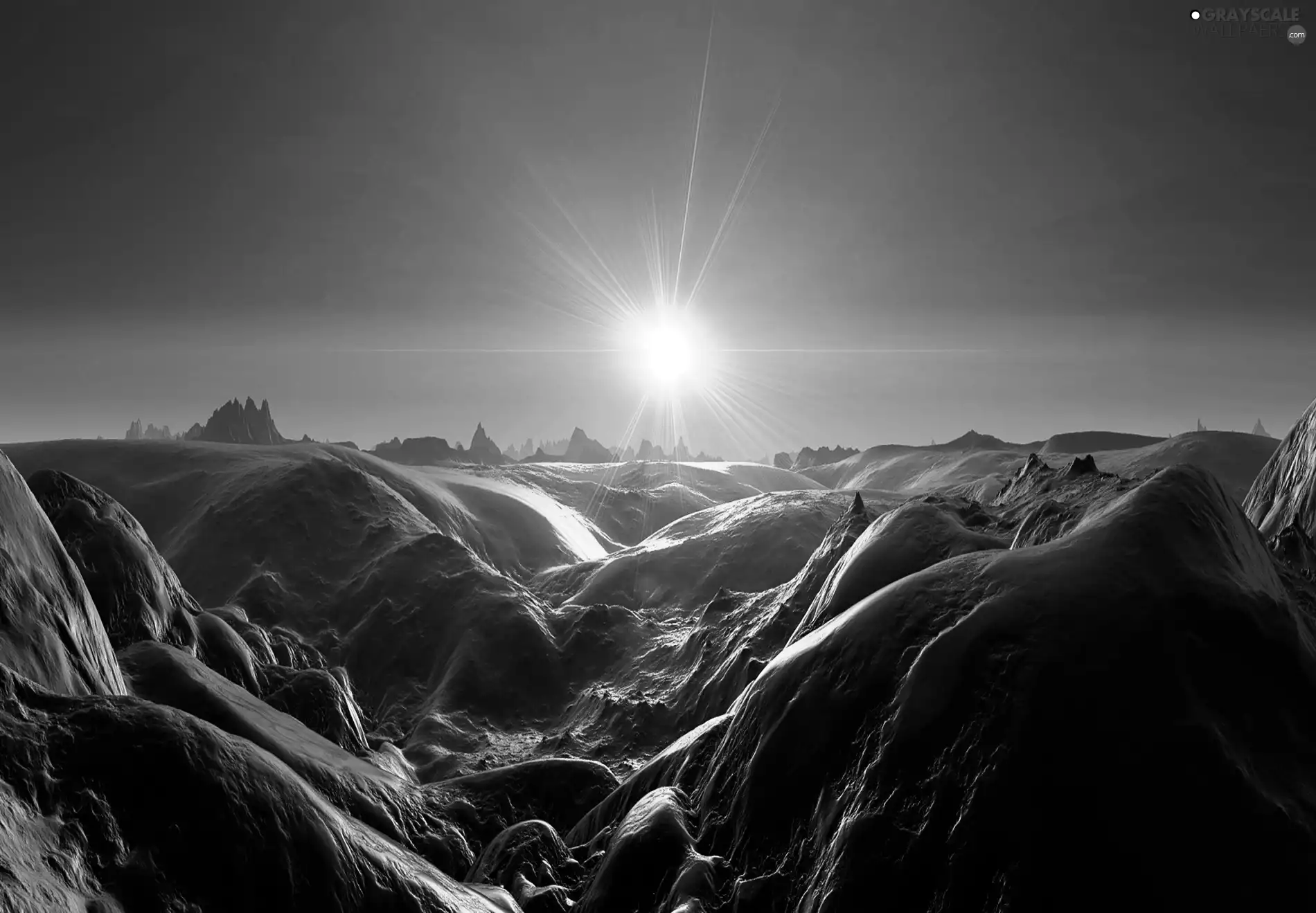 illuminated, sun, rocks