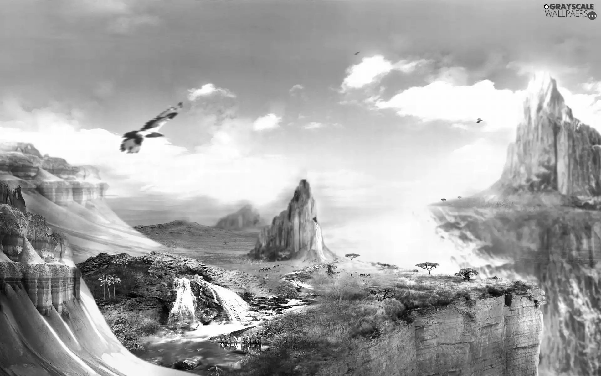 invented, land, rocks, cliff, Mountains