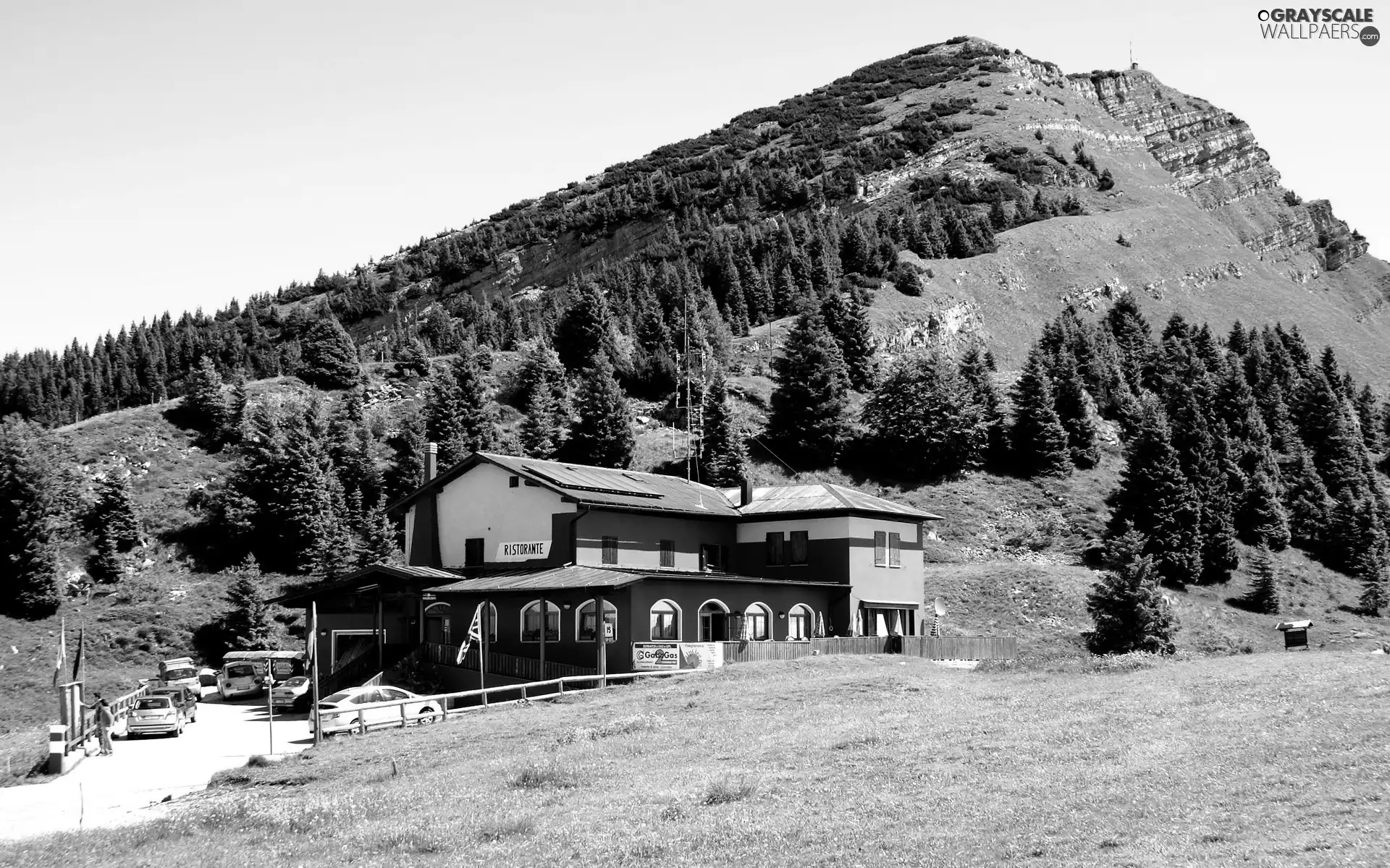 Mountains, hostel, Italy, woods