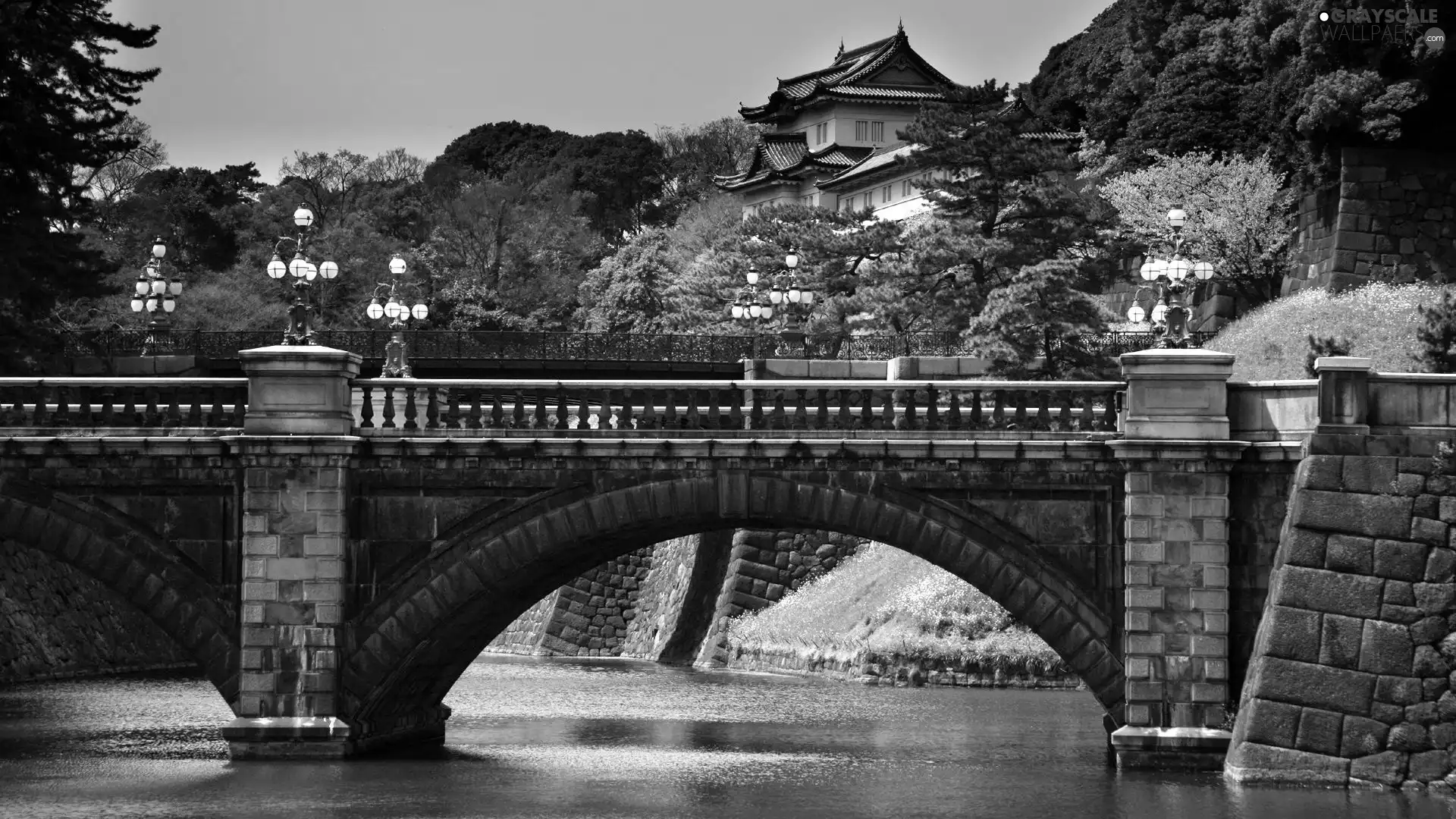 Castle, River, Japan, bridge