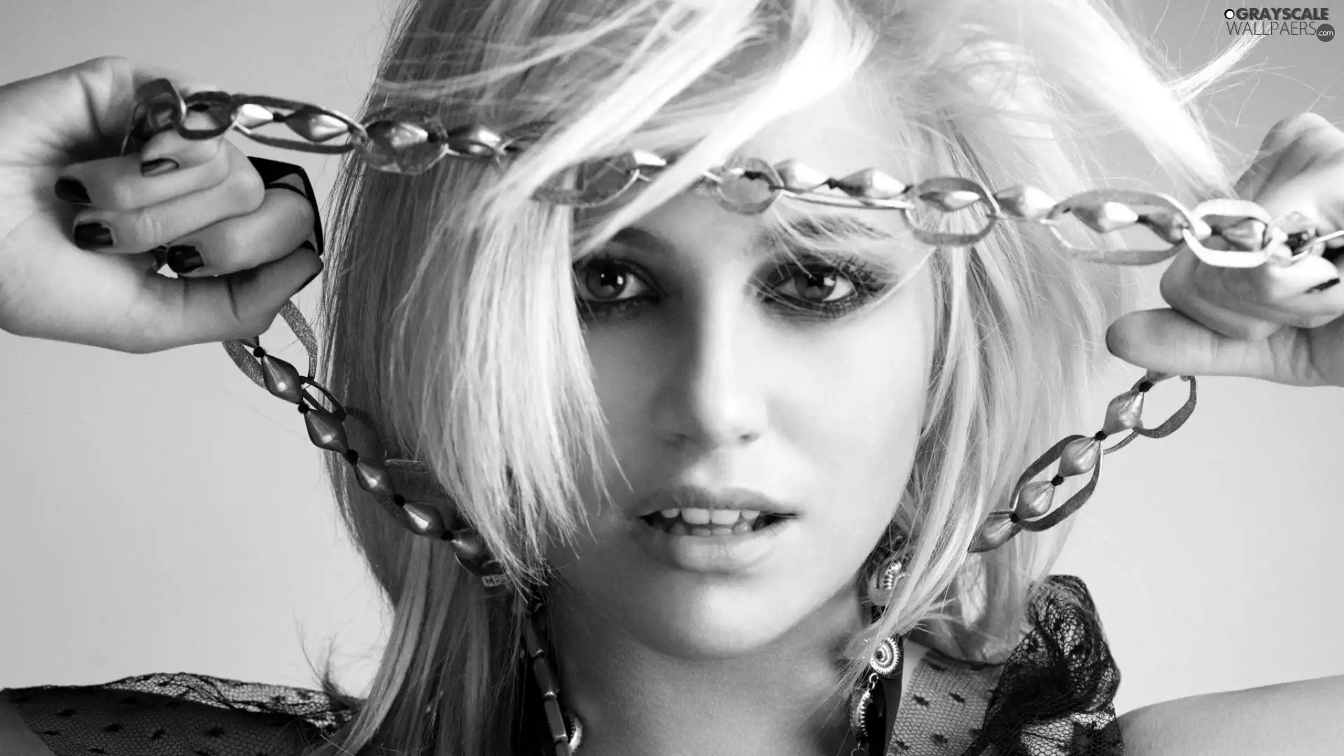 jewellery, chain, Blonde, make-up, Women