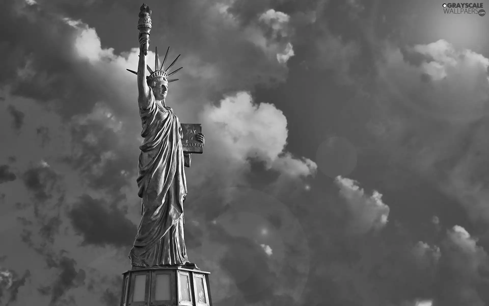 Jork, clouds, freedom, New, statue