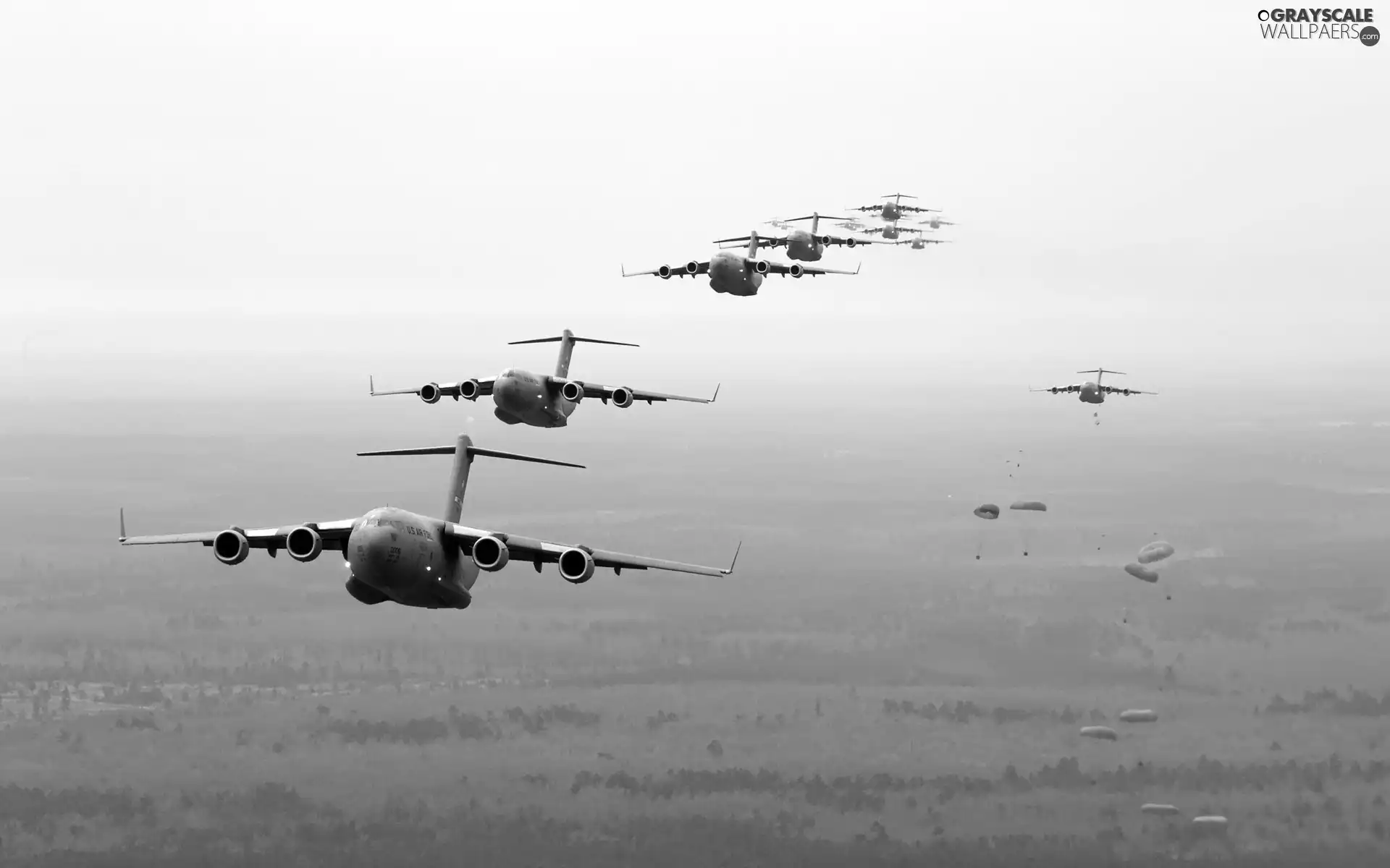 Boeing C-17 Globemaster III, jumps, parachute, flight