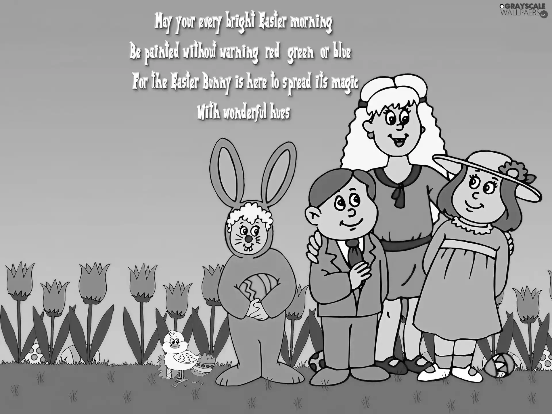 Kids, Easter, Tulips