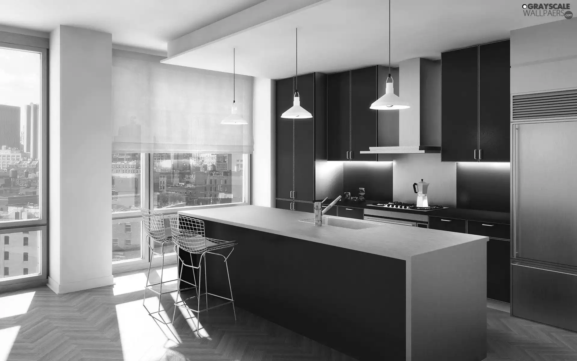 Kitchen, flat, Windows