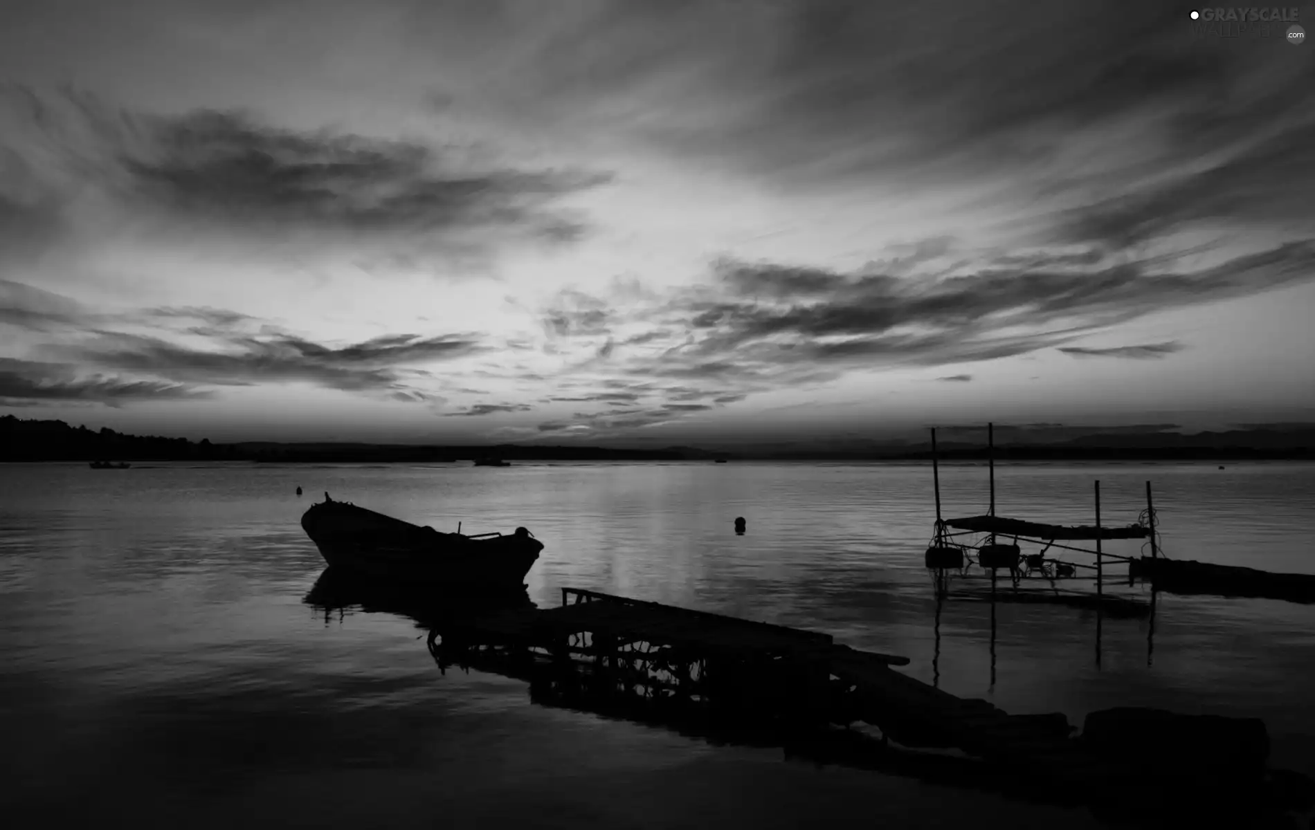 lake, Sunsets, Boat