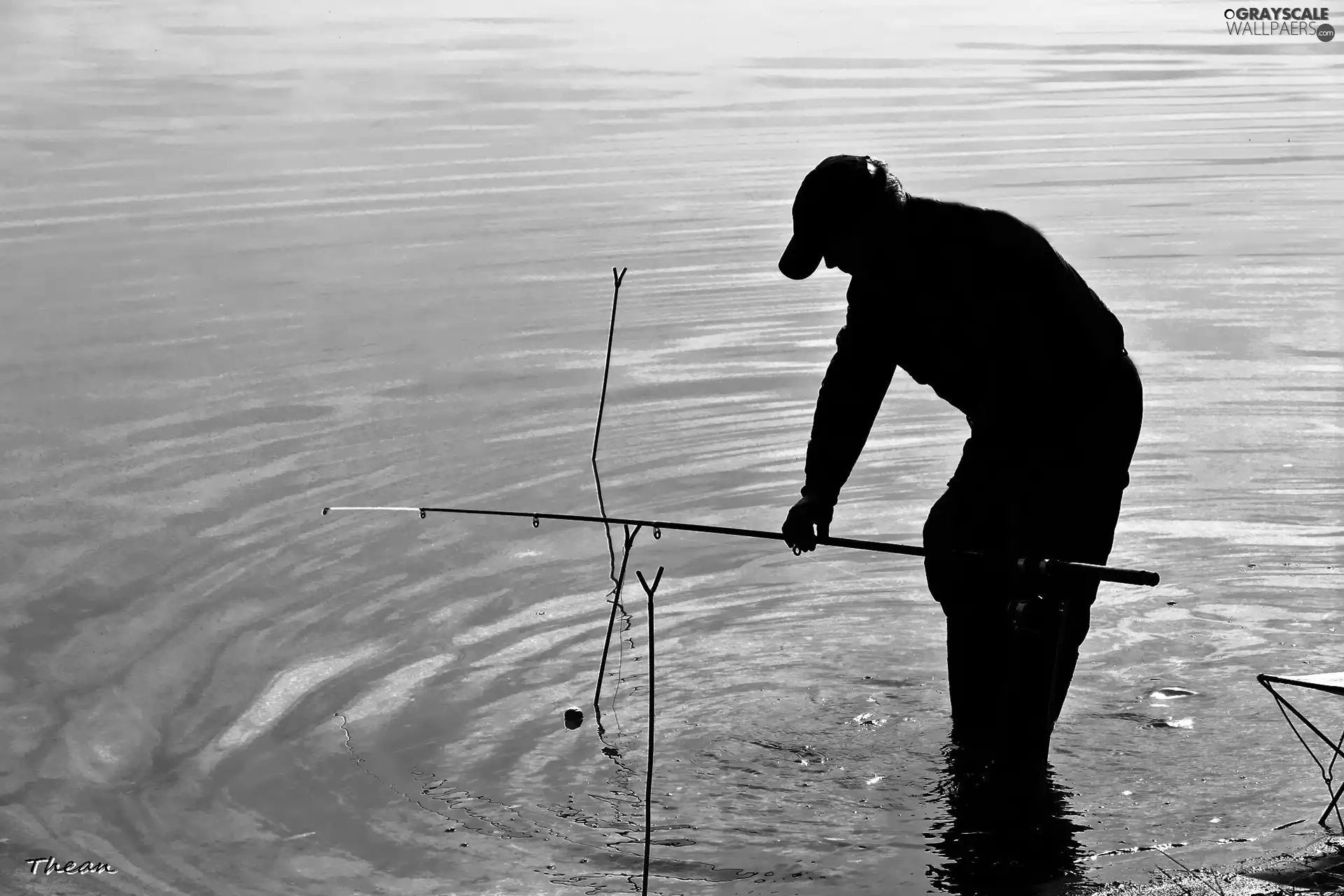 lake, angler, by