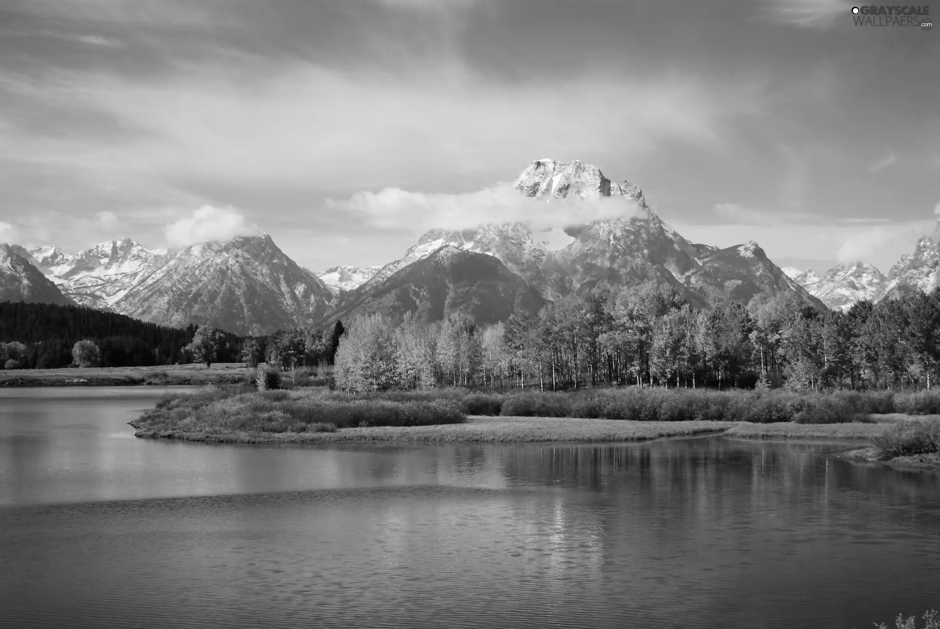 lake, Mountains, forest