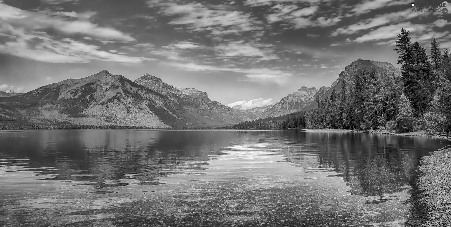 lake, Mountains, forest