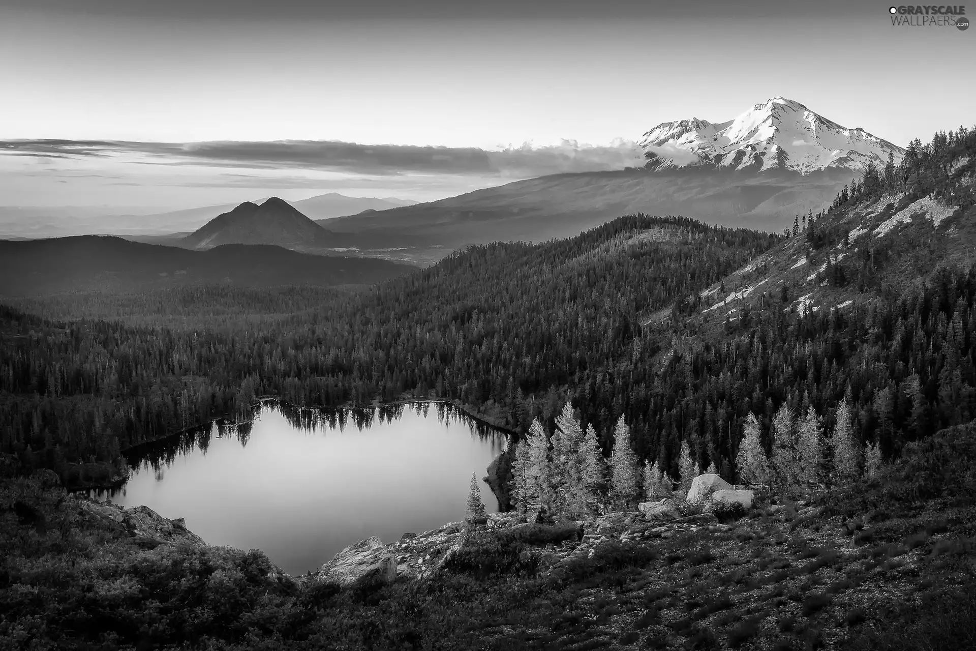 lake, Mountains, forest