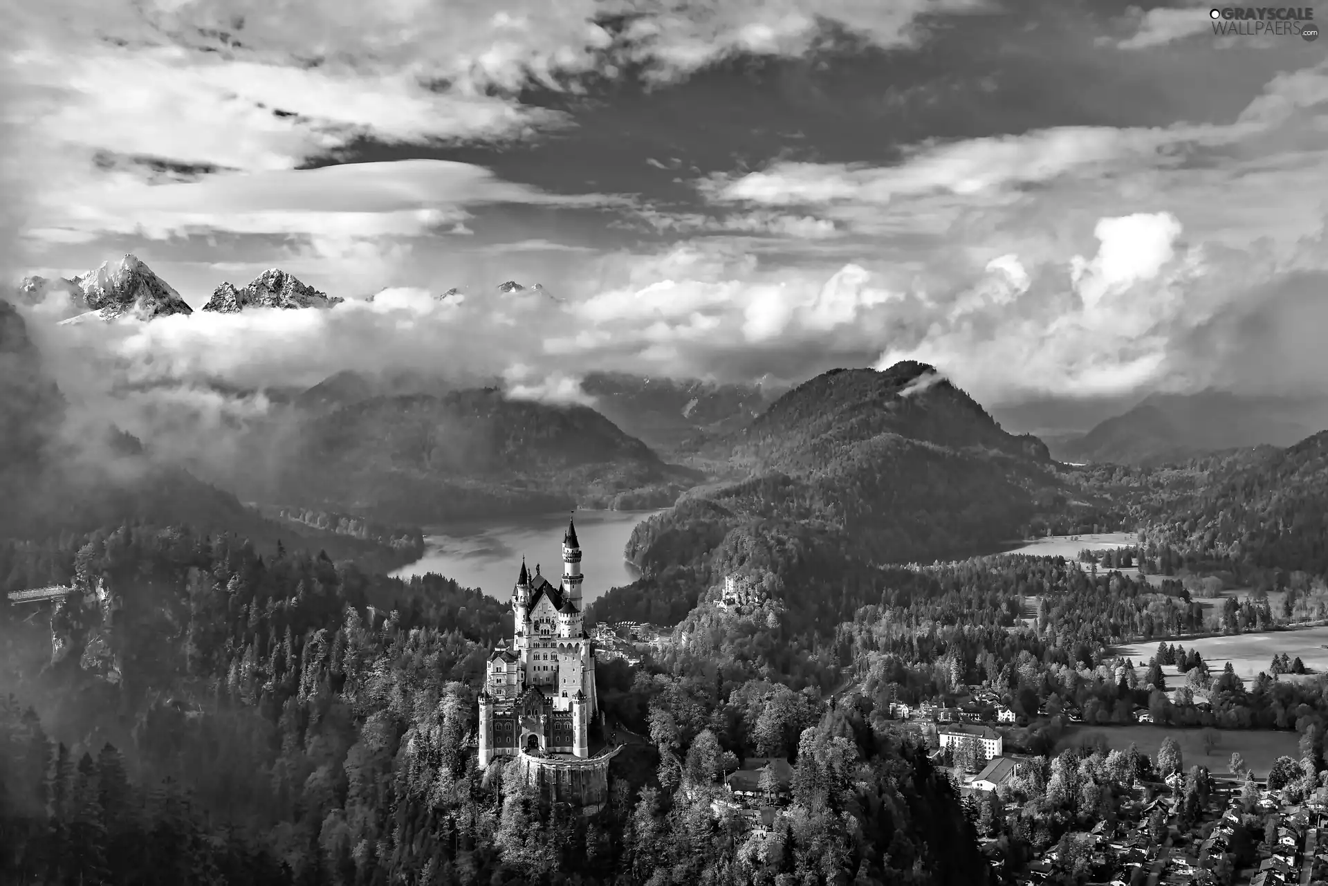 lake, Germany, autumn, Mountains, Neuschwanstein Castle