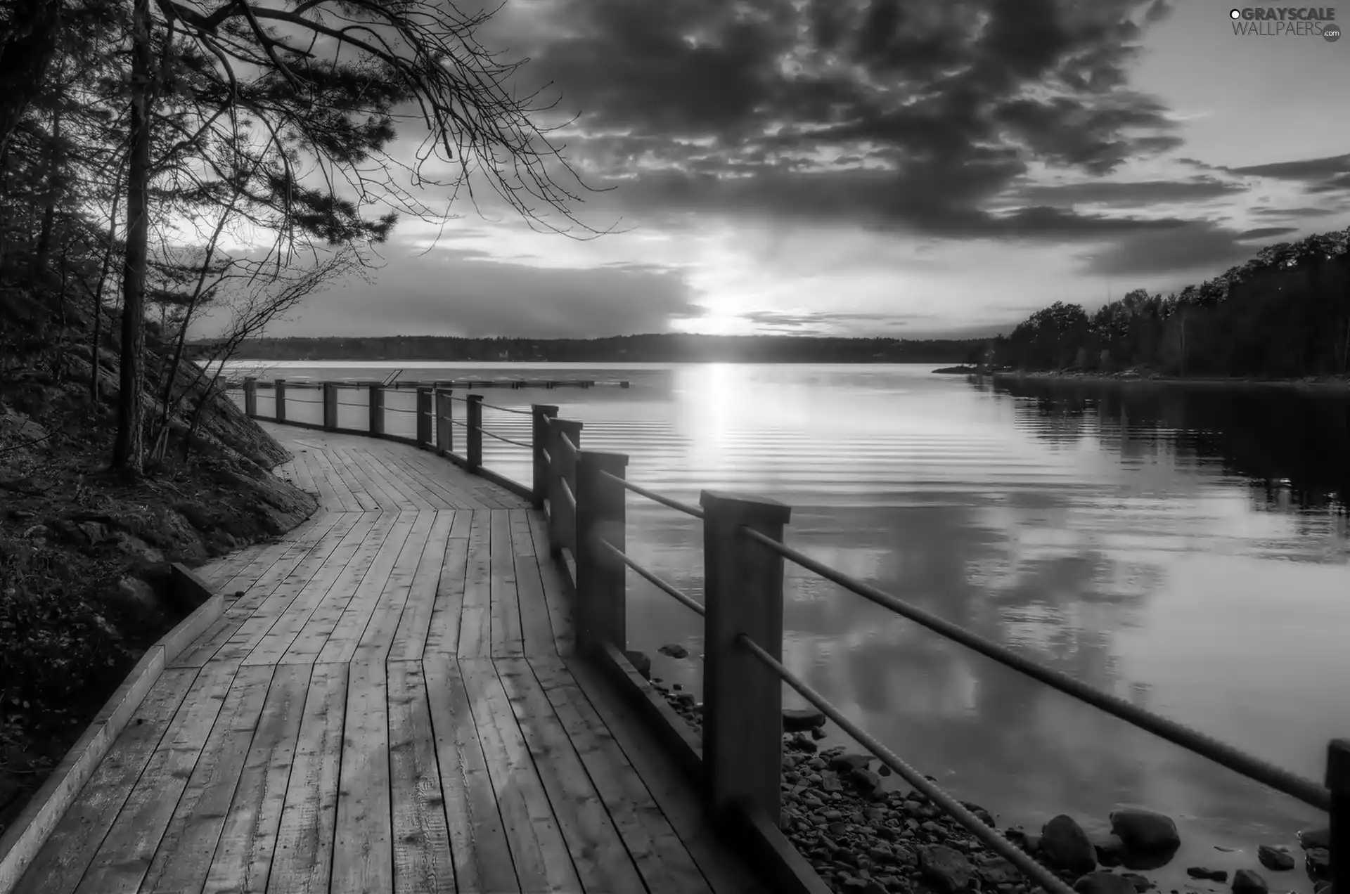 promenade, Great Sunsets, lake