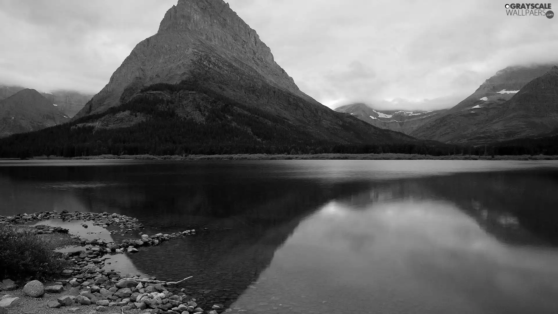 lake, mountains, height