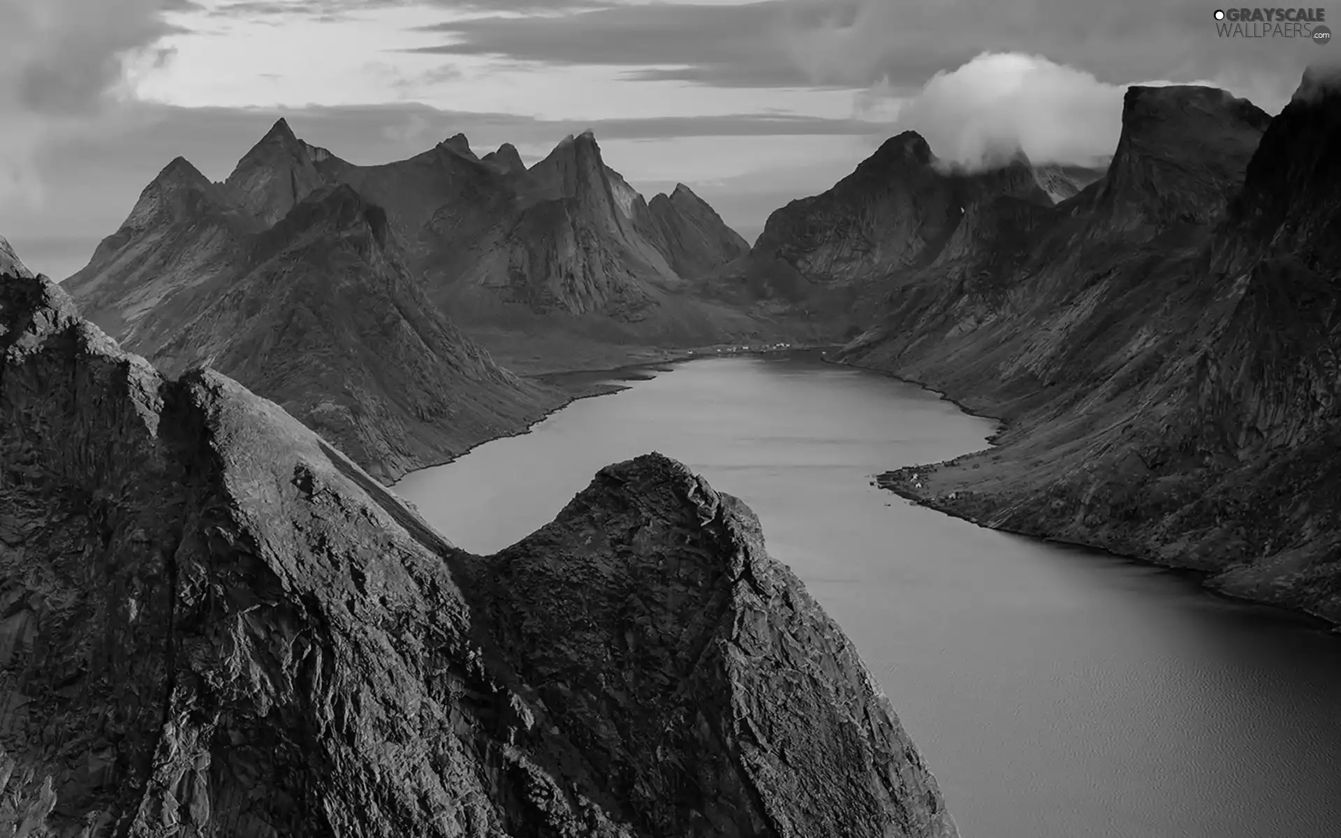 Mountains, lake