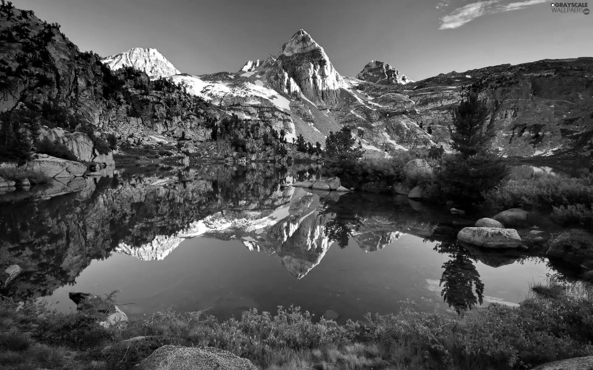 Mountains, lake